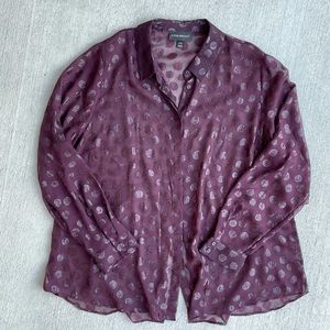 Lane Bryant sheer purple sparkly split-back top 18/20